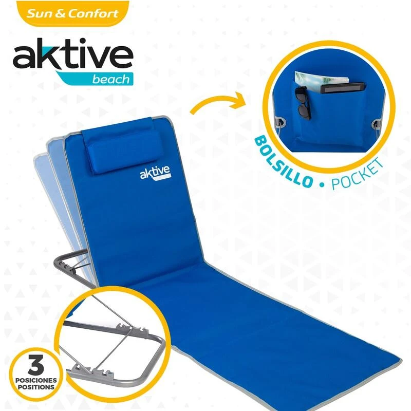 AKTIVE Matelas De Camping Pliable, Dossier Multipositions, Bleu 5 AKTIVE Matelas De Camping Pliable, Dossier Multipositions, Bleu – Image 3